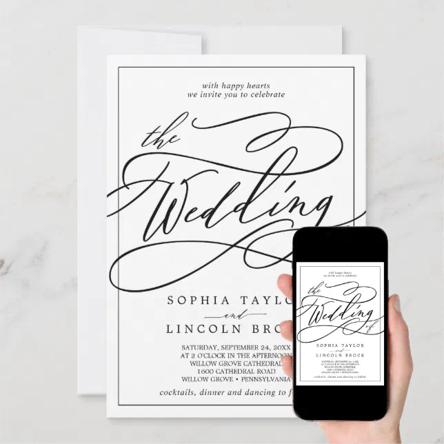 Romantic Calligraphy | Frame The Wedding Of Invitation | Zazzle