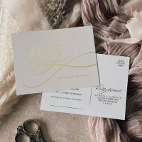 Romantic Calligraphy Gold Foil and Ivory Song RSVP
