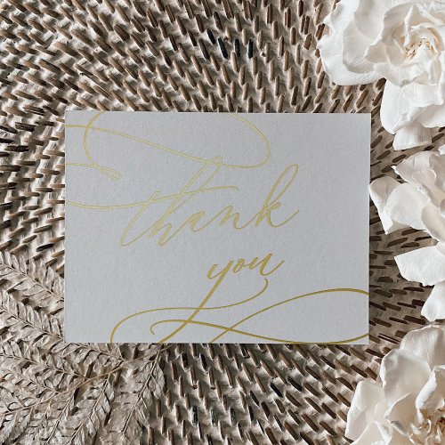 Romantic Calligraphy Gold Foil Thank You Card