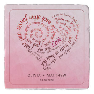 Romantic Calligraphy Heart Lovers Vow Trivet