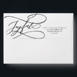 Romantic Calligraphy Joyful Holiday Card Envelope<br><div class="desc">These romantic calligraphy joyful holiday card envelopes are perfect for a simple Christmas card or invitation. The modern classic design features fancy swirls and whimsical flourishes with gorgeous elegant hand lettered typography. Personalize the envelope flap with your name and return address.</div>
