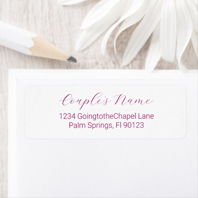 Romantic Calligraphy Magenta Return Address Label (Insitu)
