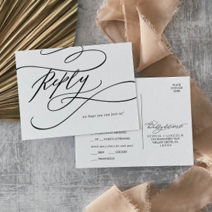 Romantic Calligraphy Menu Choice RSVP Postcard