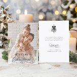 Romantic Calligraphy Merry Christmas Photo Flat Holiday Card<br><div class="desc">This Christmas photo flat card featuring elegant and romantic swirly calligraphy lettering with pinecone twigs,  stars and custom text message on the back. For more advanced customization of this design,  please click the BLUE DESIGN TOOL BUTTON above!</div>
