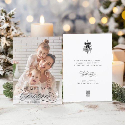 Romantic Calligraphy Merry Christmas Photo Flat Holiday Card