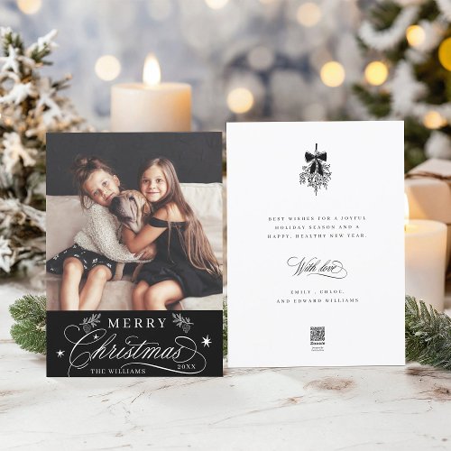 Romantic Calligraphy Merry Christmas Photo Flat Holiday Card