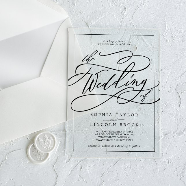 Romantic Calligraphy Modern Simple Elegant Wedding Acrylic Invitations (Romantic Calligraphy Modern Simple Elegant Wedding Acrylic Invitations)