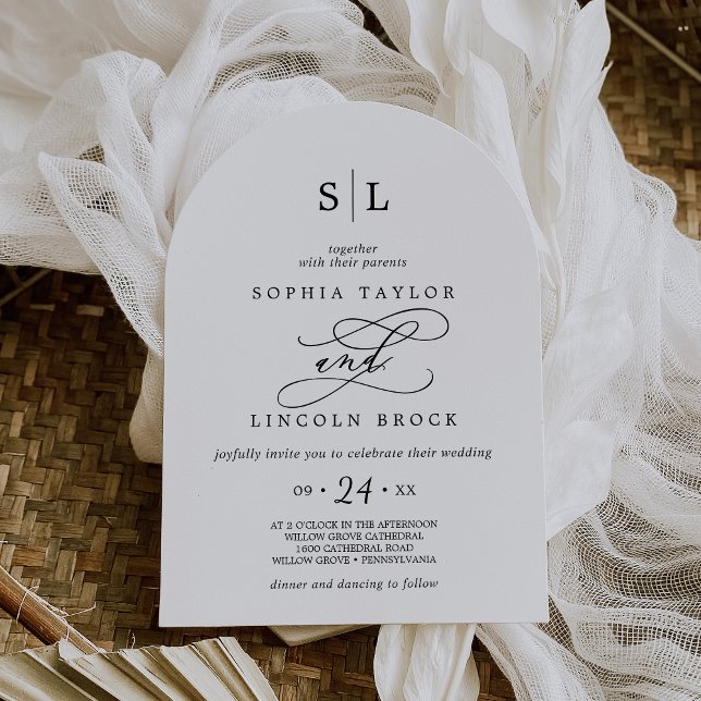 Romantic Calligraphy Monogram Boho Arch Wedding Invitation (Romantic Calligraphy Monogram Boho Arch Wedding Invitation)