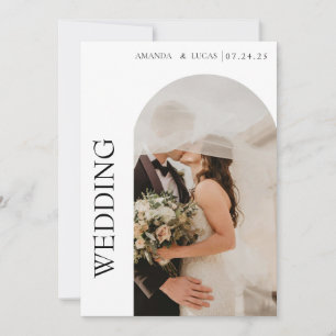 Romantic Calligraphy Monogram Photo shaped Arc Al Invitation