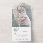 Romantic Calligraphy Monogram Photo Wedding All In One Invitation (Inside)