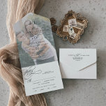 Romantic Calligraphy Monogram Photo Wedding All In One Invitation<br><div class="desc">This romantic calligraphy monogram photo wedding all in one invitation is perfect for a simple wedding. The modern classic design features fancy swirls and whimsical flourishes with gorgeous elegant hand lettered typography. Hand write your guest addresses on the back of the folded invitation, or purchase coordinating guest address label stickers...</div>
