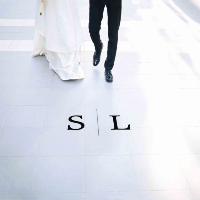 Romantic Calligraphy Monogram Wedding Floor Decals (Wedding)
