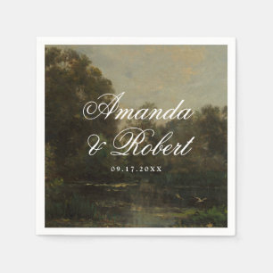 Romantic Calligraphy Names Fine Art Wedding Napkins