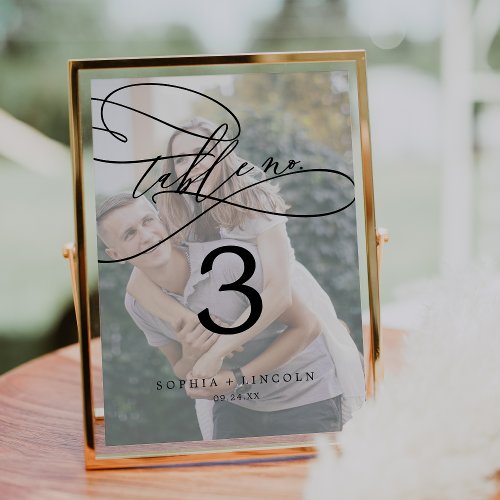 Romantic Calligraphy Photo 5x7 Table Number