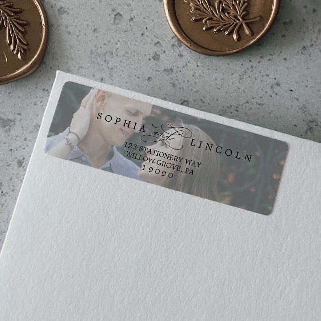 Romantic Calligraphy Photo Return Address Label (Creator Uploaded)