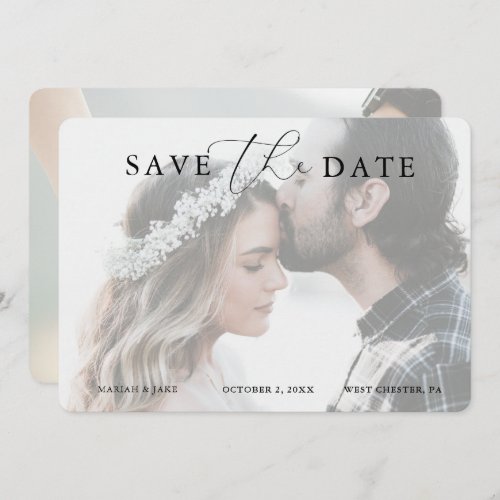 Romantic Calligraphy Photo Save the Date Invitatio Invitation