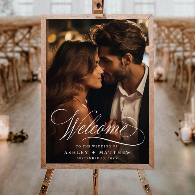 Romantic Calligraphy Photo Wedding Welcome Sign (Creator Uploaded)