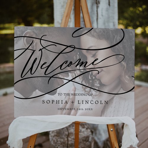 Romantic Calligraphy Photo Welcome Wedding Foam Board