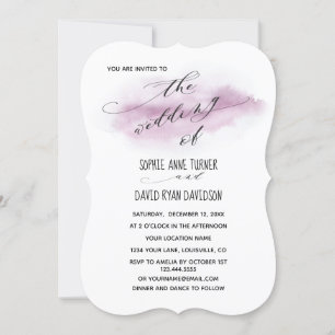 Romantic Calligraphy Pink Watercolour Wedding Invitation