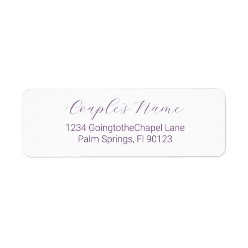 Romantic Calligraphy Purple Return Address Label