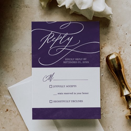 Romantic Calligraphy Purple Watercolor Simple RSVP