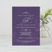 Romantic Calligraphy | Purple Watercolor Wedding Invitation | Zazzle