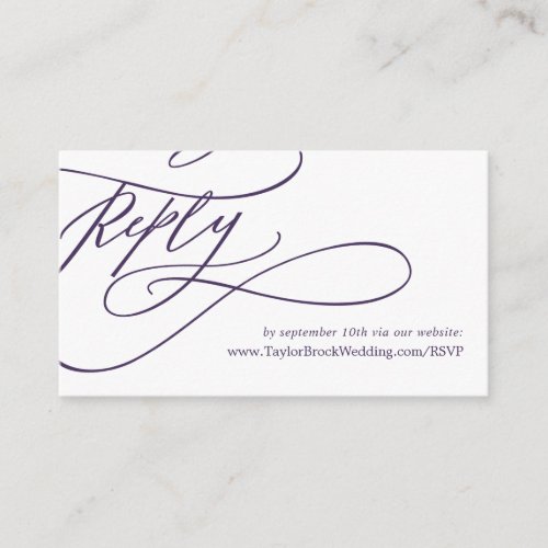 Romantic Calligraphy  Purple Wedding Website RSVP Enclosure Card