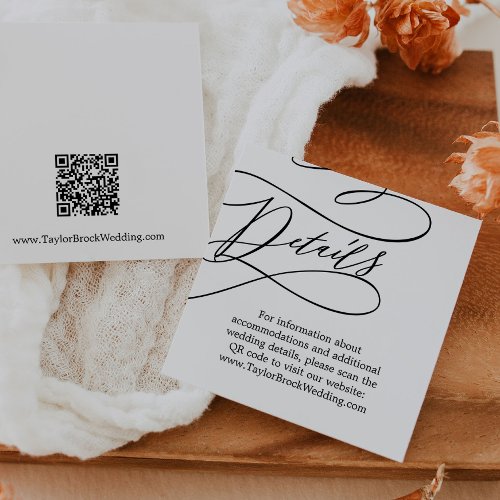 Romantic Calligraphy QR Code Wedding Details Enclosure Card