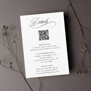 Romantic Calligraphy QR Code Wedding Details Enclosure Card