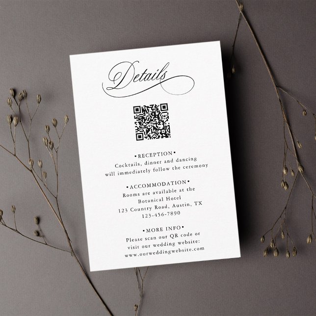 Romantic Calligraphy QR Code Wedding Details  Enclosure Card (Creator Uploaded)