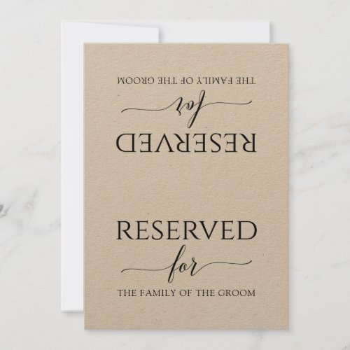 Romantic Calligraphy Reserved Sign Tent Kraft Invitation