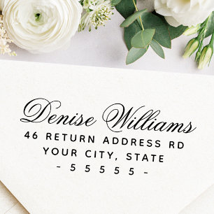 Romantic calligraphy script elegant return address self-inking stamp