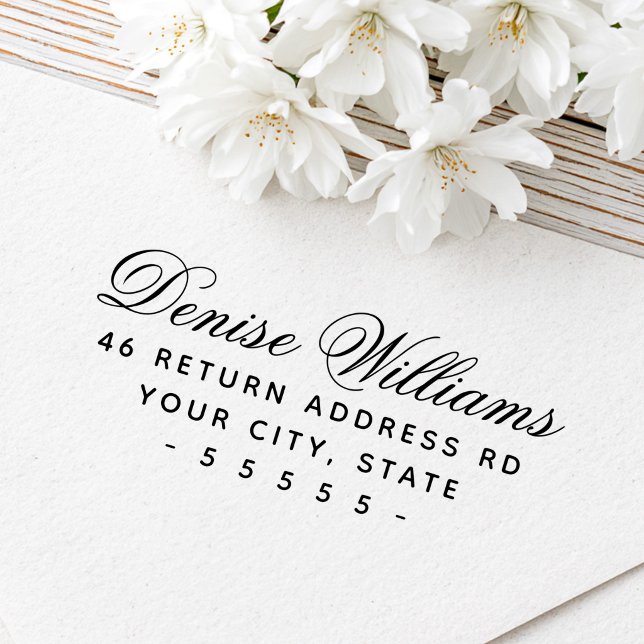 Romantic calligraphy script elegant return address self-inking stamp (Romantic calligraphy script elegant return address self-inking stamp)
