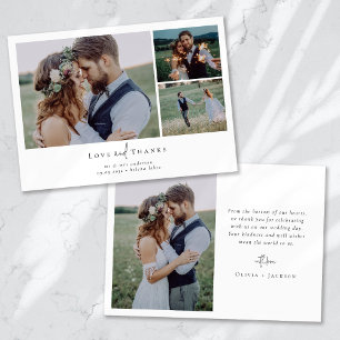 Romantic Calligraphy Script Multiple Photo Wedding Thank You Card
