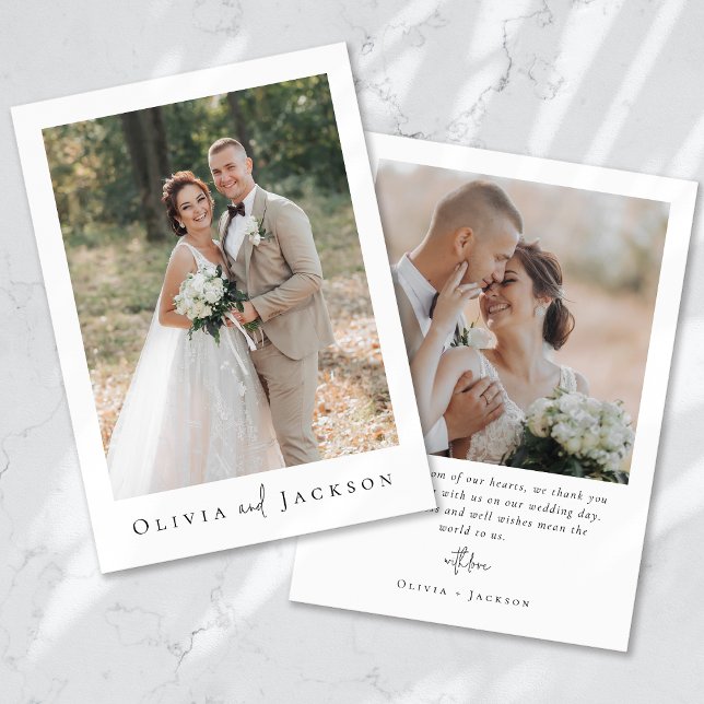 Romantic Calligraphy Script Multiple Photo Wedding Thank You Card (Creator Uploaded)