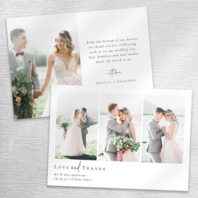 Romantic Calligraphy Script Multiple Photo Wedding Thank You Card (Creator Uploaded)