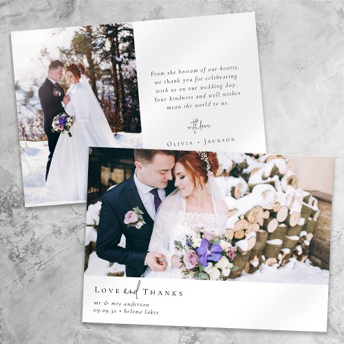 Romantic Calligraphy Script Photo Wedding Thank You Card