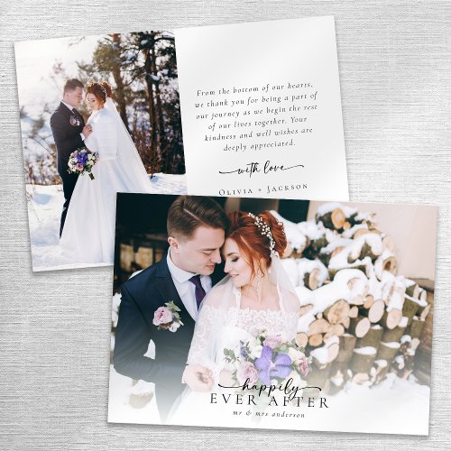 Romantic Calligraphy Script Photo Wedding Thank You Card