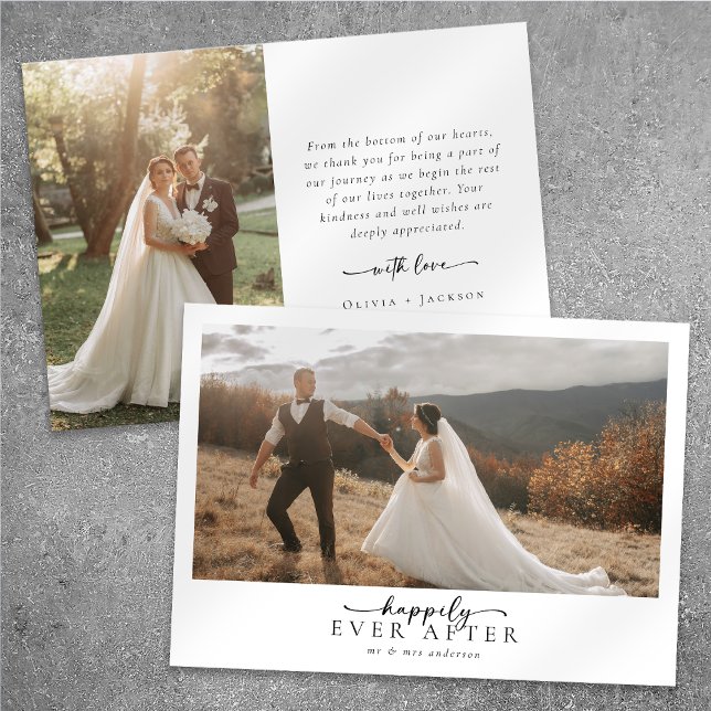 Romantic Calligraphy Script Photo Wedding Thank You Card (Creator Uploaded)