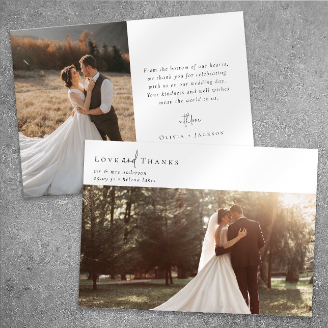 Romantic Calligraphy Script Photo Wedding Thank You Card (Creator Uploaded)