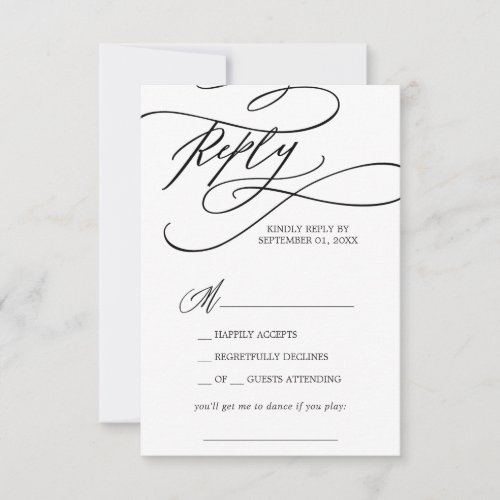 Romantic Calligraphy Song Request RSVP Card