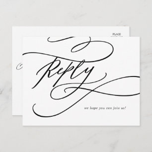 Romantic Calligraphy Song Request RSVP Postcard