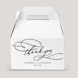Romantic Calligraphy Thank You Wedding Favor Boxes