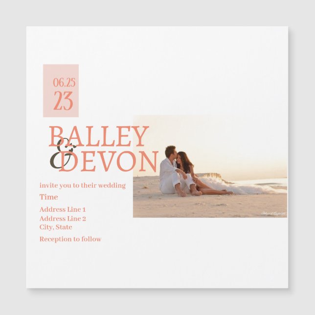 Romantic Calligraphy The Wedding Magnetic Invitation (Front)