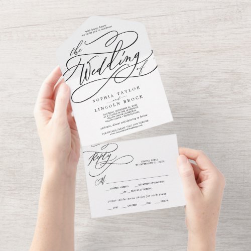 Romantic Calligraphy The Wedding Of All In One Invitation