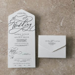 Romantic Calligraphy The Wedding Of All In One Invitation<br><div class="desc">This romantic calligraphy the wedding of all in one invitation is perfect for a simple wedding. The modern classic design features fancy swirls and whimsical flourishes with gorgeous elegant hand lettered typography. Hand write your guest addresses on the back of the folded invitation, or purchase coordinating guest address label stickers...</div>