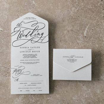 Romantic Calligraphy The Wedding Of All In One Invitation by FreshAndYummy at Zazzle