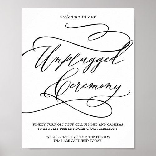 Romantic Calligraphy Unplugged Ceremony Sign