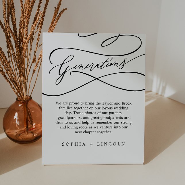 Romantic Calligraphy Wedding Generations Pedestal Sign (Creator Uploaded)
