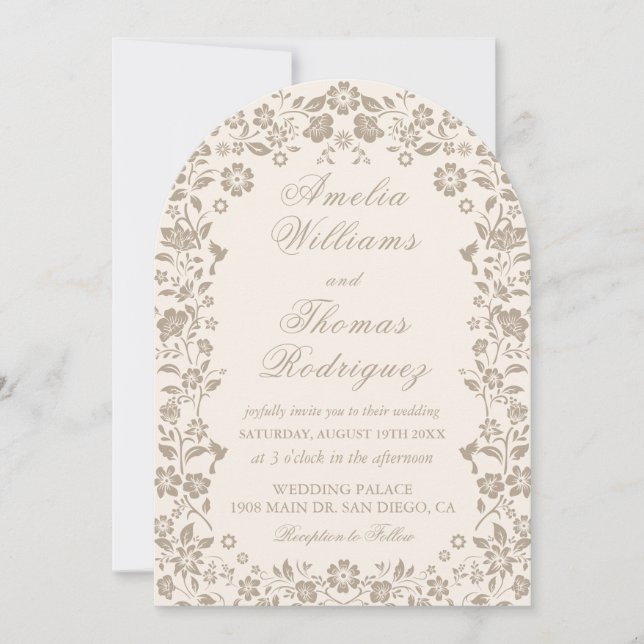 Romantic Calligraphy Wedding Neutral Invitation (Front)